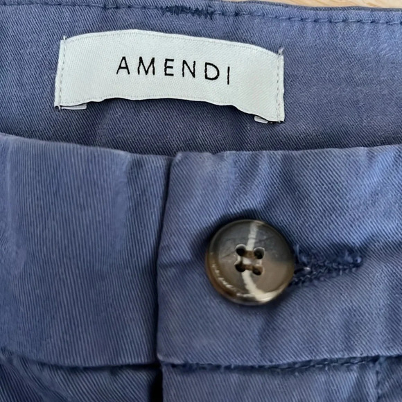 Amendi Gunnar Blue Organic Cotton Pleat Front Button Fly Pants - NWOT - Size 34 - Picture 5 of 10